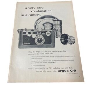 Vintage 1957 Argus C-3 Camera Print Ad Photography Gift Art